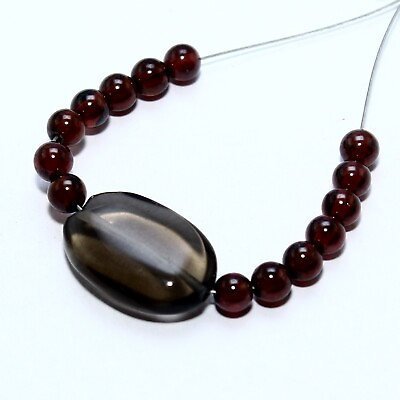 #ad Smoky Quartz Oval Garnet Beads Natural Briolette Loose Gemstone Making Jewelry $3.19