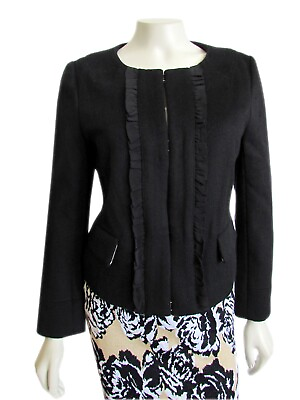 #ad *FINAL MARKDOWN * Juicy Couture Black Wool Blend Jacket Blazer w Ruffle size M $47.99
