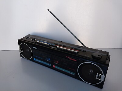 #ad Vintage Philips Mini Boombox D8367 Twin Cassette Radio AU $68.00
