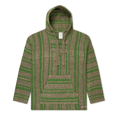 #ad Baja Hoodie Drug Rug Mexican Poncho with Soft Inner Lining Olive Green $19.99