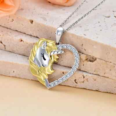 #ad Cute 2 color Unicorn Heart shaped Pendant Necklace $11.65