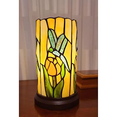 #ad #ad Hurricane Accent Table Lamp Tiffany Style Yellow Stained Glass Dragonfly 10in $99.77