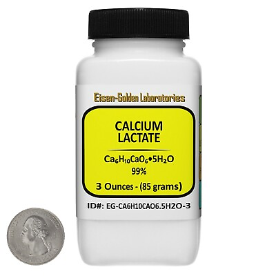 #ad Calcium Lactate C6H10CaO6.5H2O 99% USP FCC Food Grade Powder 3 Oz in a Bottle $8.99