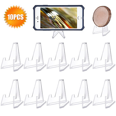 #ad 10X Coin Display Stand Large Size Clear Plastic Round Square Easel Medal Holder $2.39