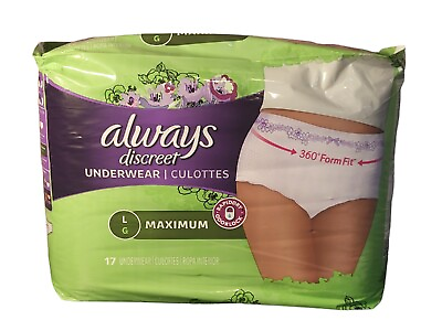 #ad Always Discreet Adult Incontinence Underwear for Women Size L 38” 50” 17 Count $17.95