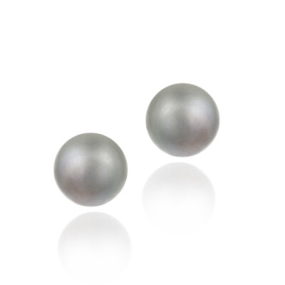 #ad 925 Silver Gray Freshwater Cultured Pearl 9 9.5mm Stud Earrings $9.99