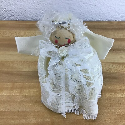 #ad Vintage Handmade Angel Lace Dress Wooden Head 6.5quot; $4.90