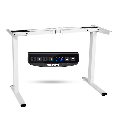 #ad Electric Sit Stand Desk Frame Dual Motor Standing Desk Base w Cable Tray White $249.99