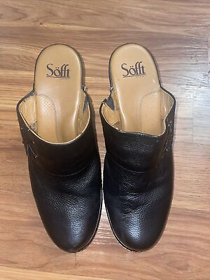 #ad Sofft Mule Heels Leather Slip On Shoes Black Clogs Womens Size 9 #1534301 $19.99