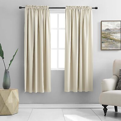 #ad DONREN Cream Beige Room Darkening Curtains for Bedroom 42 x 63 Inch Length $33.49