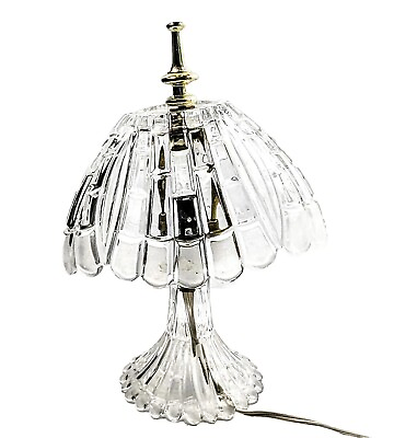 #ad Vintage Heavy Crystal Clear and Frosted Glass Vanity Boudoir Table Lamp 12quot; $55.00