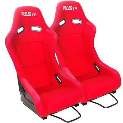 #ad 1Pair Red Universal Racing Adjustable Bucket Reclinable Seats amp; Slider Rail $499.99