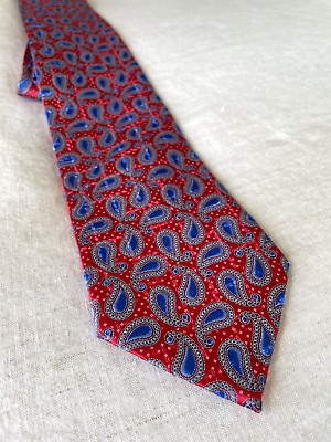 #ad Ermenegildo Zegna Couture Tie Silk Made in Italy Paisley Red Blue 60x3.5 $38.88