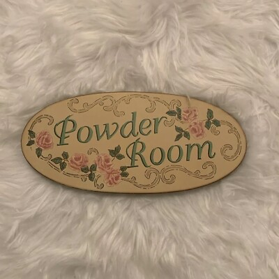 #ad Powder Room Vintage Oval Wooden Sign By A Special Place 10” X 4.5” X .5” $14.95