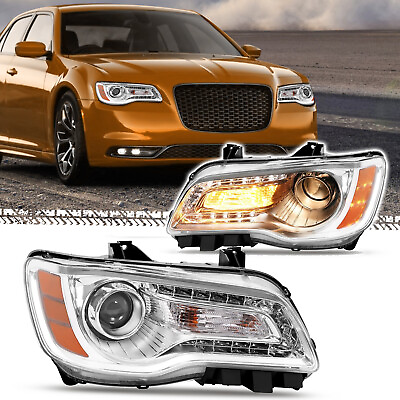 #ad Pair Headlights For Chrysler 300 2012 2014 Clear Lens Halogen LED DRL Headlamp $163.00