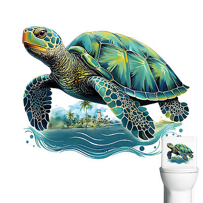 #ad Self Adhesive Toilet Sticker Decal Waterproof Sea Turtle Bathroom Wall Decal $7.82