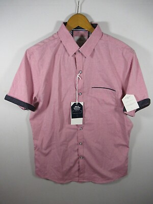 #ad NEW Craft Flow Short Sleeve Button Up Shirt Men M Pink Stretch $15.99