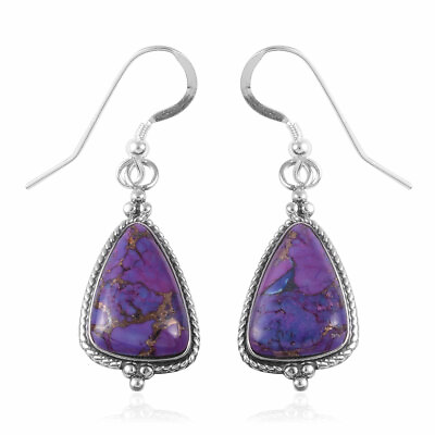 #ad 925 Silver Dangle Drop Turquoise Earrings for Women Purple Ct 2 Birthday Gifts $36.92