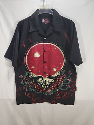 #ad DRAGONFLY GRATEFUL DEAD BUTTON UP SHIRT Large Black Steal Your Face Button Up $133.32