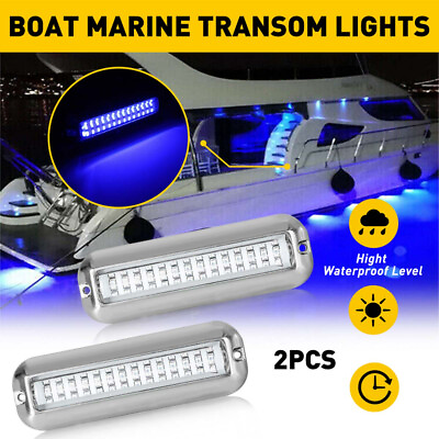 #ad Blue 2X 42LED Underwater Boat Marine Transom Light 316 Stainless SteelPC Lens $18.99