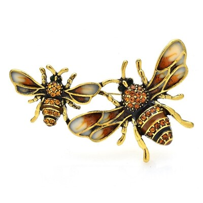#ad Vintage Bees Brooches Animal Insect Pin Women Men Luxury Coat Jewelry Badge Gift $4.39