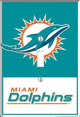 #ad Miami Dolphins Team Logo Light Switch Plate Wall Cover Football NFL Man Cave $10.70