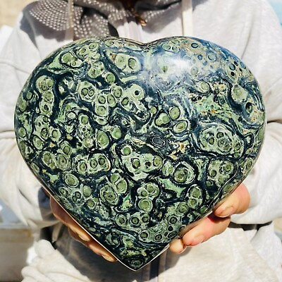 #ad 6.7lb Large Natural Green KABAMBA KAMBABA Jasper Crystal Rock Heart Specimen $339.00