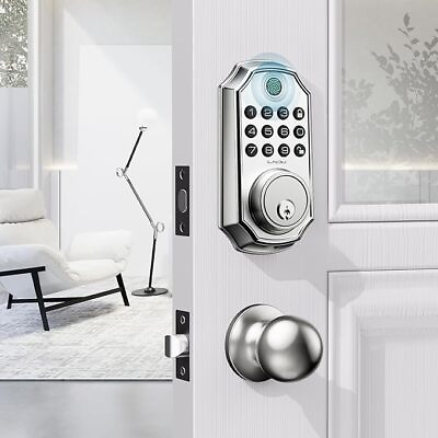 #ad Fingerprint Keypad Smart Door Locks with Handle Door Knob with Keypad Deadbolt $169.99