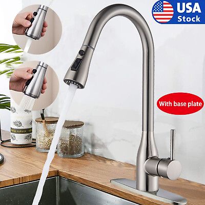 #ad Commercial Stainless Steel Kitchen Sink Faucet Pull Down Sprayer Spring Mixer $25.59