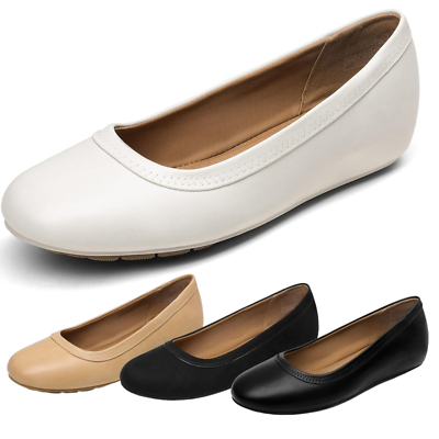 #ad Women Slip On Flat Shoes Low Wedge Round Toe Comfortable Ballet Flat Shoes $12.99