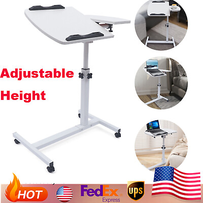 #ad Adjustable Office Laptop Desk Rolling Table Computer Mobile Stand Portable NEW $52.87