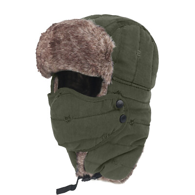 #ad Winter Fur Ear Flap Hat Face Mask Aviator Thermal Warm Snow Skiing Windproof Cap $13.69