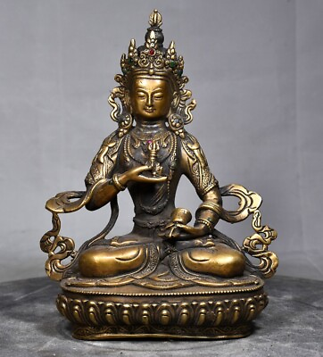 #ad 8.3quot; Old Antique Tibet Tibetan Buddhism temple Bronze Vajrasattva Buddha statue $165.99