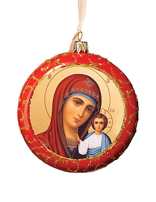 #ad Virgin Mary Madonna and Child Christ Religious Christmas Icon Ornament Kazan $16.58