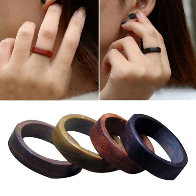 #ad Natural Wood Ring Wooden Finger Rings Women Men Jewelry Retro Ring Accessory US $2.95
