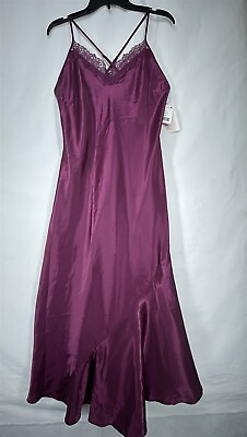 #ad Linea Donatella 2pc Gown amp; Robe Set Medium Satin Floor Length Purple $34.99