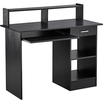 #ad COMPUTER DESK Wooden with Drawers and Keyboard Tray Black White Available $101.48