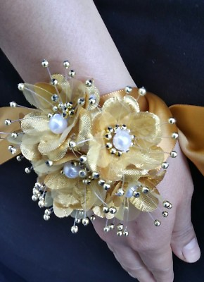 #ad Wedding Gold Flower Wrist Corsage Prom Homecoming Military Ball BodaQuince $13.27