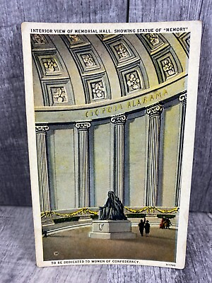 #ad Interior View of Memorial Hall Showing Statue of Memory Unposted Rare Postcard $14.95