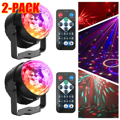 #ad 2 PACK Sound Activated Rotating Disco Ball DJ Party Lights 6LED Stage Light $19.99