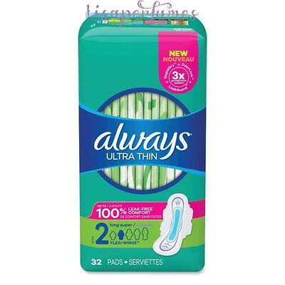 #ad Always Ultra Thin 2 Long Super With Flexi Wings 32 Pads $12.95