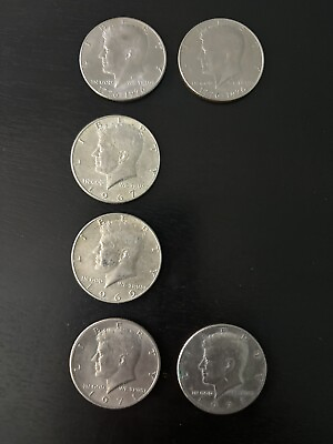 #ad Kennedy Half Dollar lot of 6 coins 1967 1969 1971 and 1976 $55.00