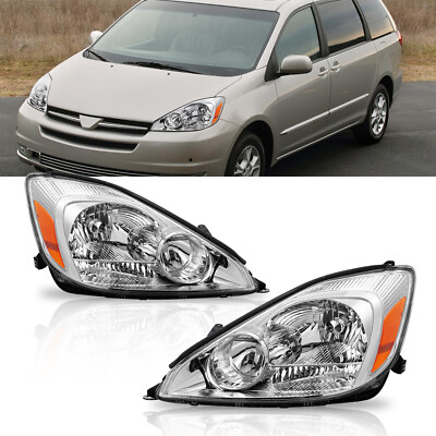 #ad LHRH Headlights Assembly Chrome Housing For 2004 2005 Toyota Sienna CE LE XLE $128.95