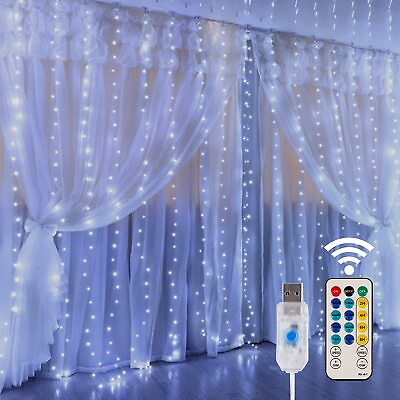 #ad HOME LIGHTING Window Curtain String 300 LED 8 Modes Fairy Copper with Remote $44.00