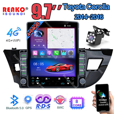 #ad 464G QLED 9.7#x27;#x27; CarPlay For Toyota Corolla 2014 16 Car Radio Stereo 4G Lte GPS $295.99