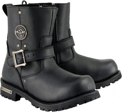 #ad MILWAUKEE LEATHER MEN#x27;S BLACK 6quot; CLASSIC ENGINEER BOOTS w SIDE ZIPPER USABL $131.00