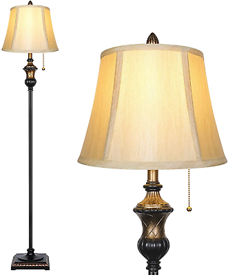 #ad #ad Traditional Floor Lamp Classic Standing Lamp with Bronze Fabric Shade Vintage $68.85