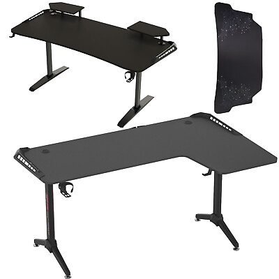 #ad Large Gaming Desk Office PC Computer Desk Table LED RGB Lights Controller Stand $109.90