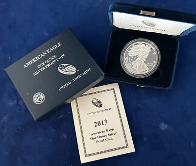 #ad 2013 W American Eagle Silver Proof Dollar in Original US Mint Box with COA $68.00
