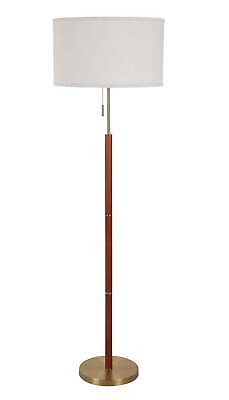 #ad Wood and Brass 58quot;H Walnut Finish Floor Lamp with Pull Chain $96.00